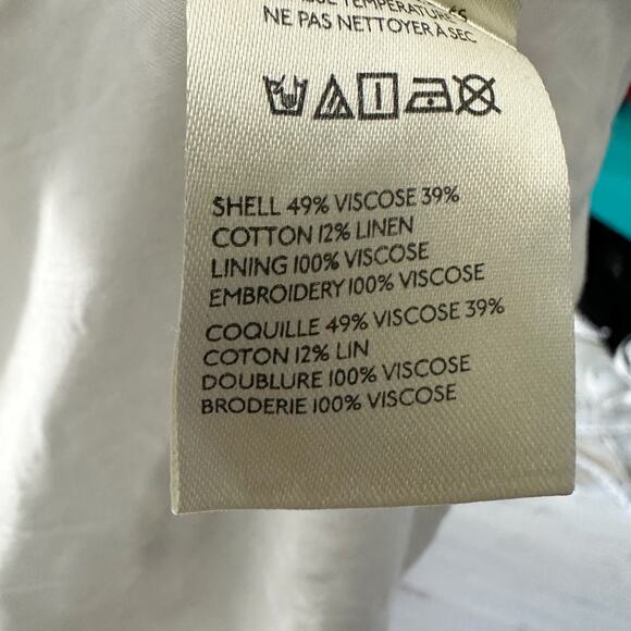 Free People Wildflower Embroidered Linen Blend Mini Dress Size Medium - Picture 10 of 12